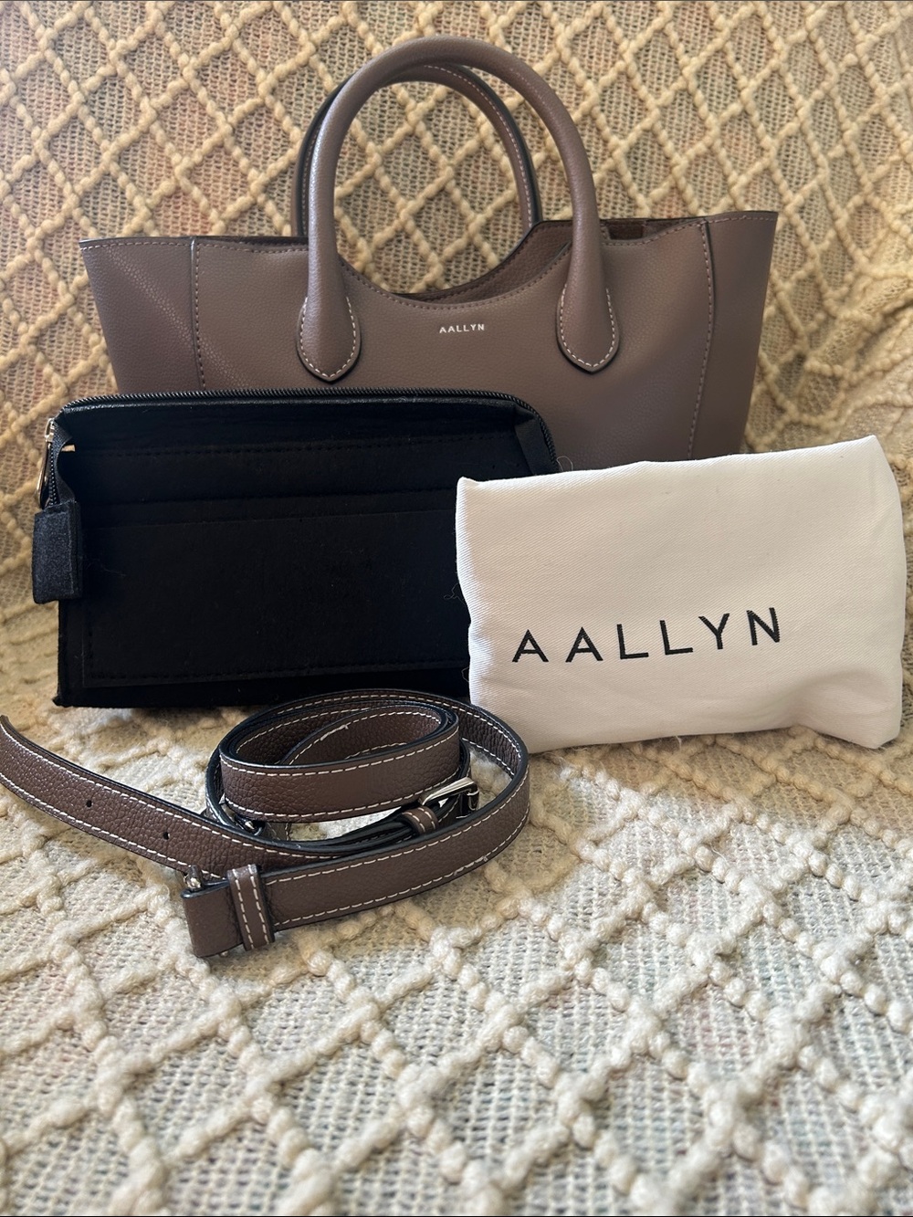 AALLYN Lilly Pebbled Leather Satchel with Detachable Strap Wood Berry